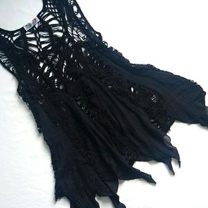 Block cotton crochet and polyester swim cover up